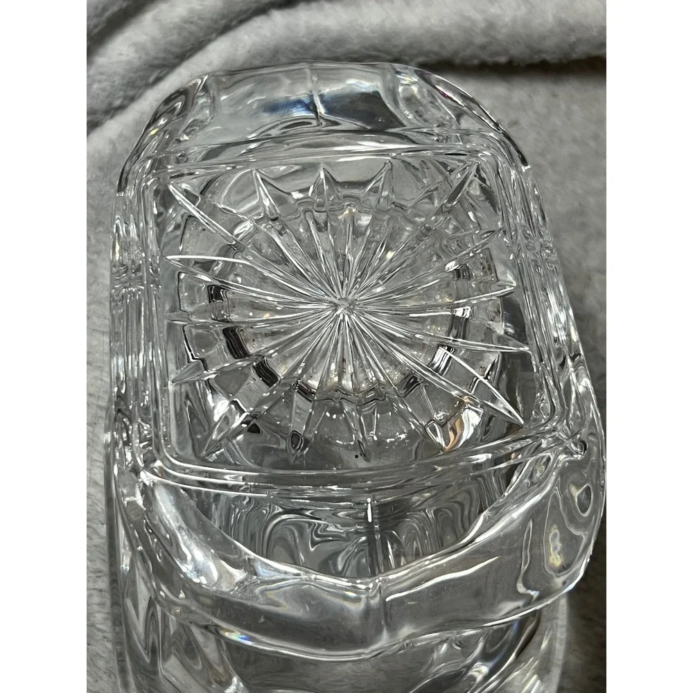 Heavy Clear Crystal Votive Candle Holder Trinket Dish Candy Bowl Swirl Glass