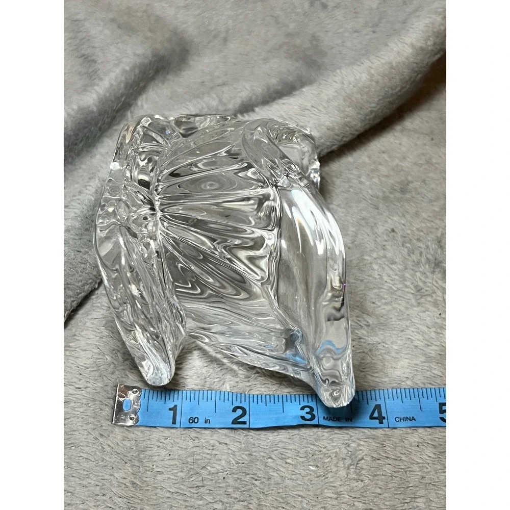 Heavy Clear Crystal Votive Candle Holder Trinket Dish Candy Bowl Swirl Glass