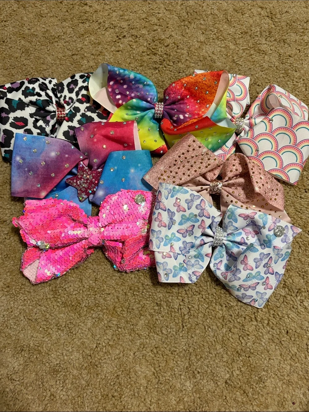Set of 7 Jojo Bows-Multicolor Sequin & Pattern Hair Bows - Pack of Assorted Styl