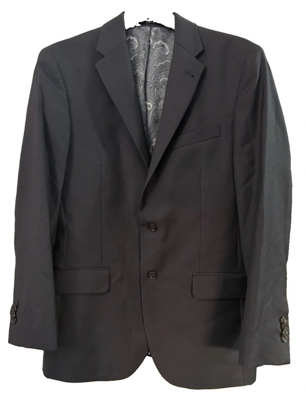 Jos. A. Bank 1905 Mens 40R Navy Blue Wool Sport Coat Blazer Paisley Lined