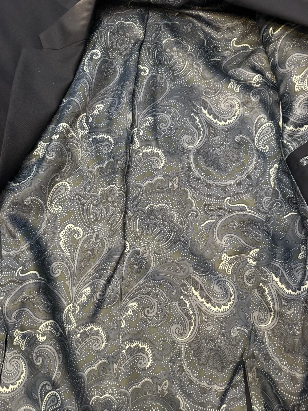 Jos. A. Bank 1905 Mens 40R Navy Blue Wool Sport Coat Blazer Paisley Lined