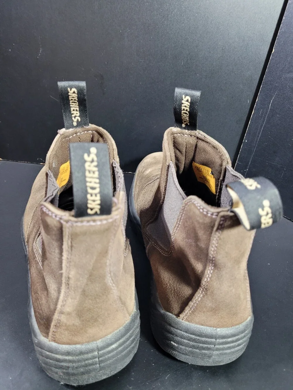 Skechers Tapter Steel Toe Work Boots Mens 8.5 Brown Suede Chelsea EH 77537