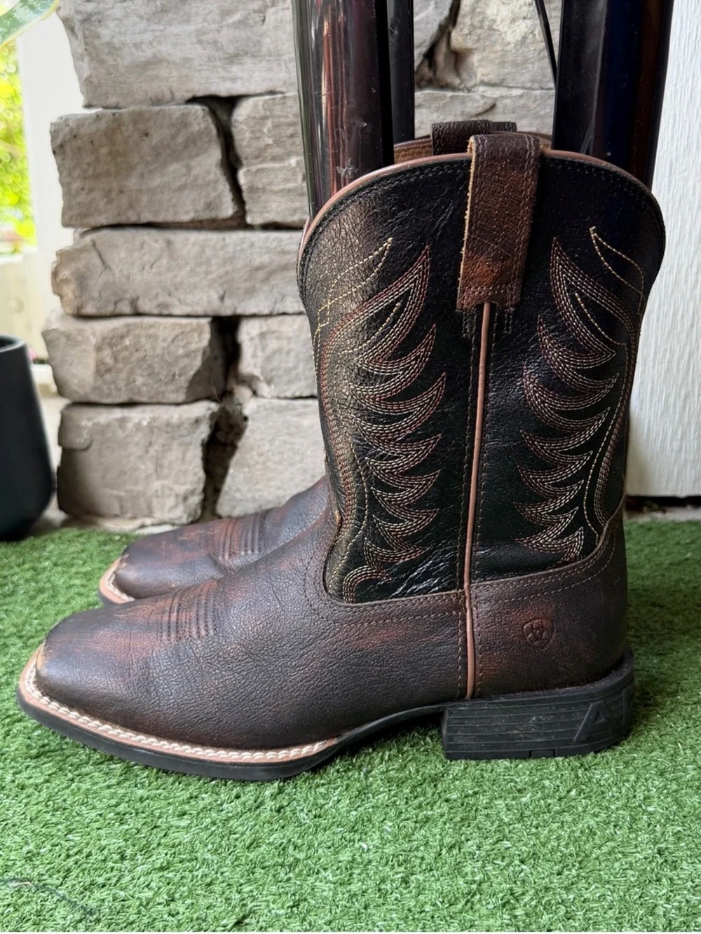 Ariat Amos Distressed Leather Size 6 Youth Kids Western Boots