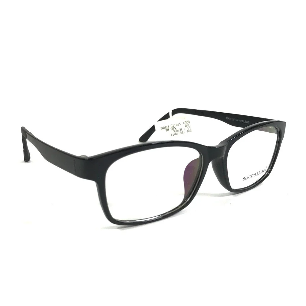 Success Eyeglasses Frames MATT BLACK Matte Black Rectangle Full Rim 55-16-140