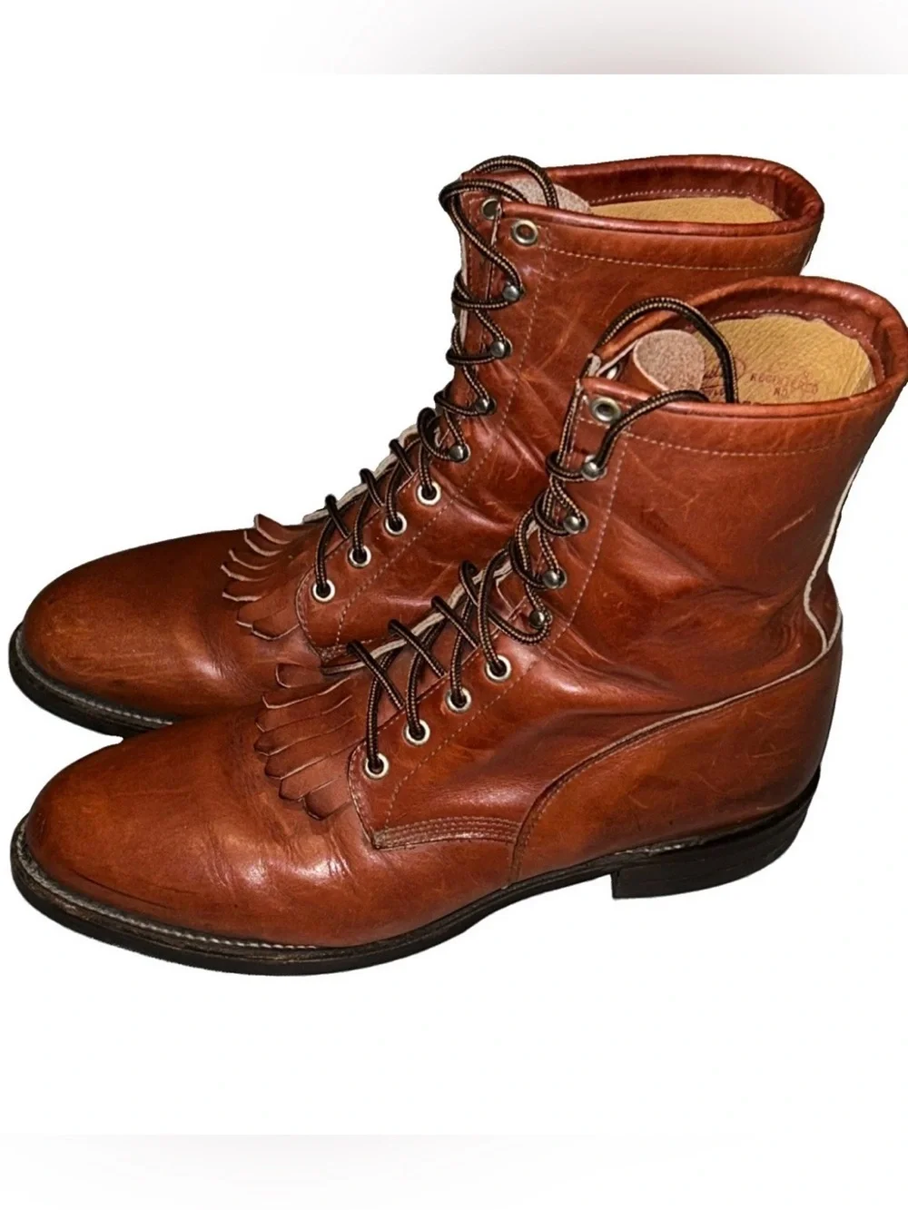 Vintage Justin Kiltie Roper Boots All Leather Brown Size 11 D