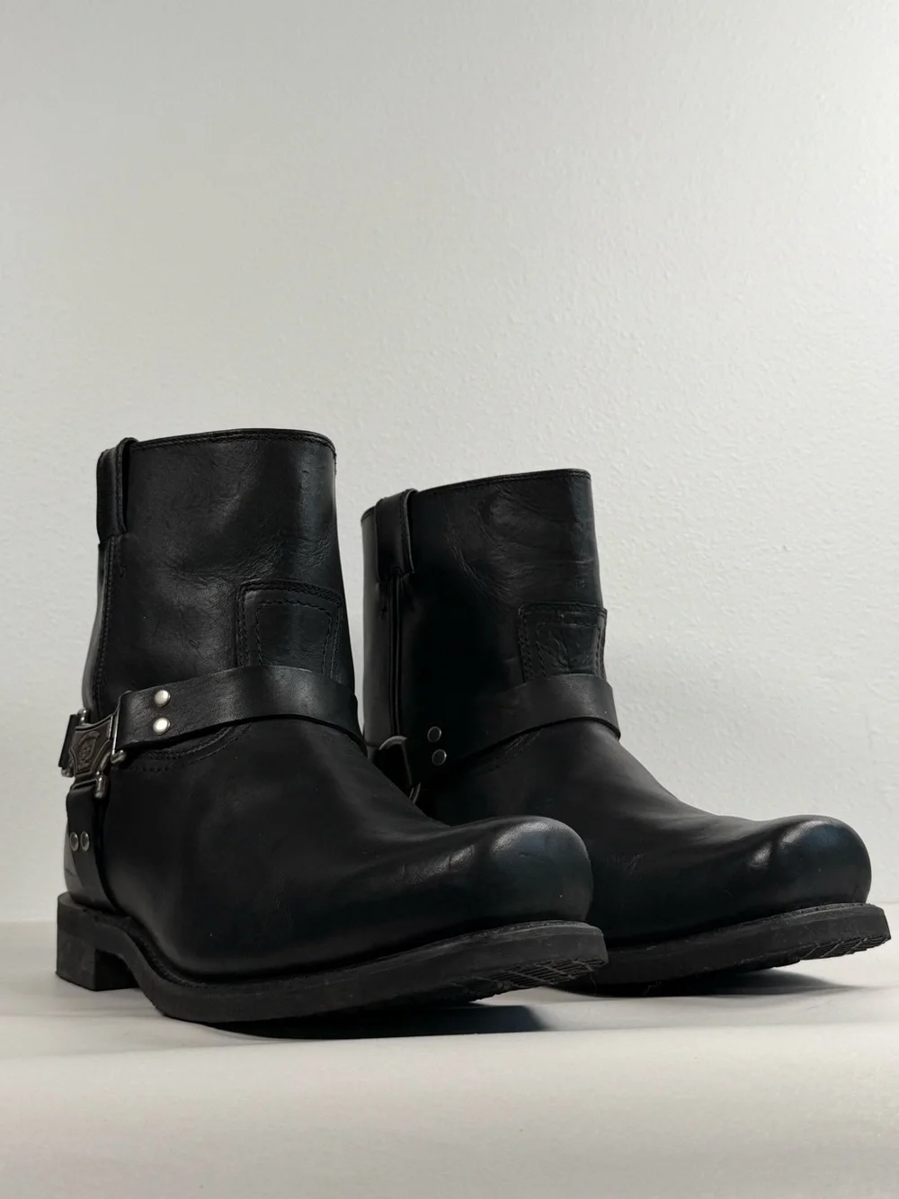 Eddie Moran Men’s Harness Boots Size 14 EE 76019W Black Leather Motorcycle Biker