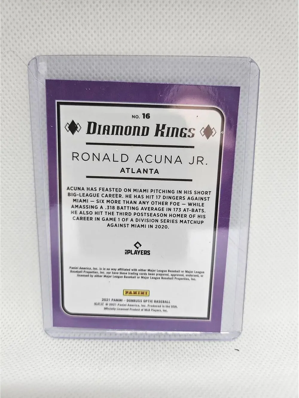 Ronald Acuna Jr - Diamond King - 2021 Panini OPTIC - #16 - Braves - RAW Mint
