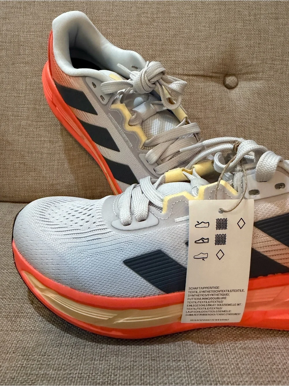 Men's Adidas Performance Running Shoes - White with Orange Accents