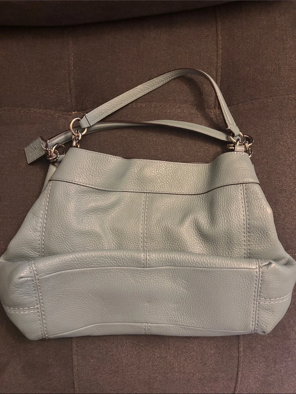 Coach Pebbled Leather Shoulder Bag in Pale Blue