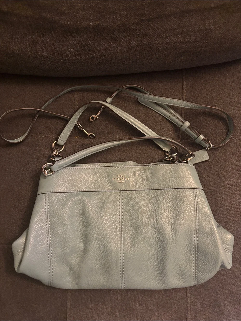 Coach Pebbled Leather Shoulder Bag in Pale Blue