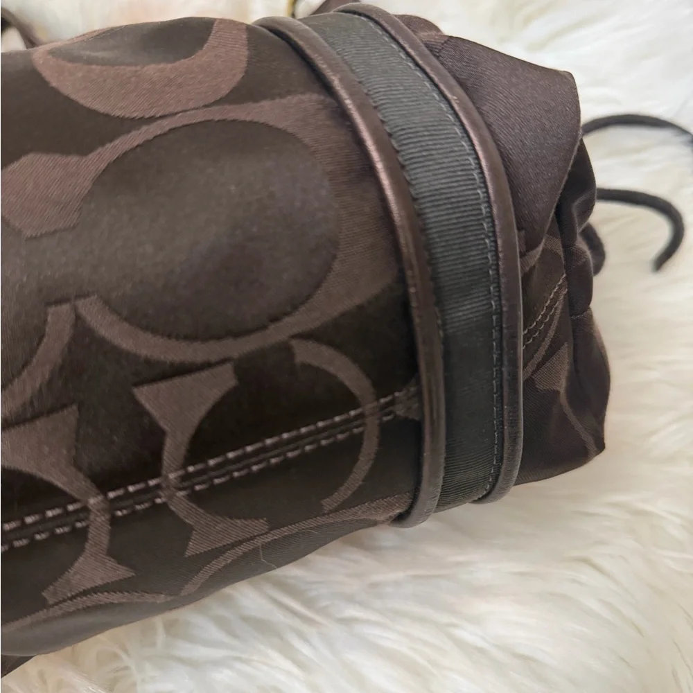 Coach Brown Signature Tote with Contrast Cream Strap#F13843