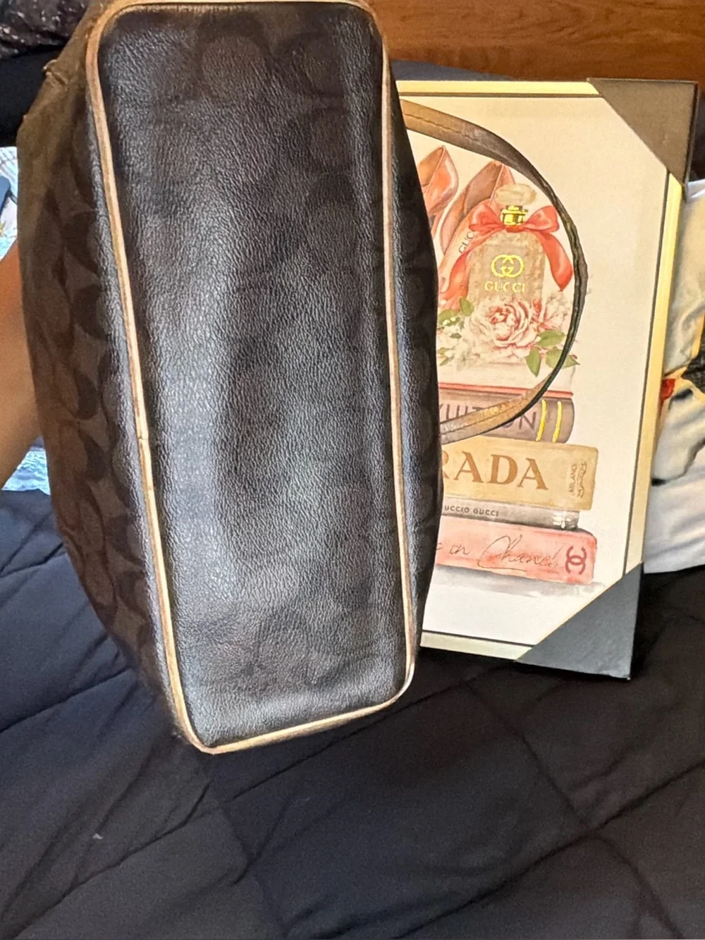 Coach Brown Signature Canvas Tote with Tan Leather Straps