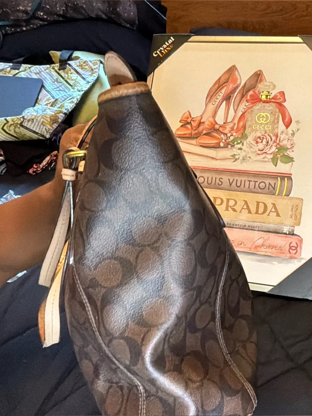 Coach Brown Signature Canvas Tote with Tan Leather Straps