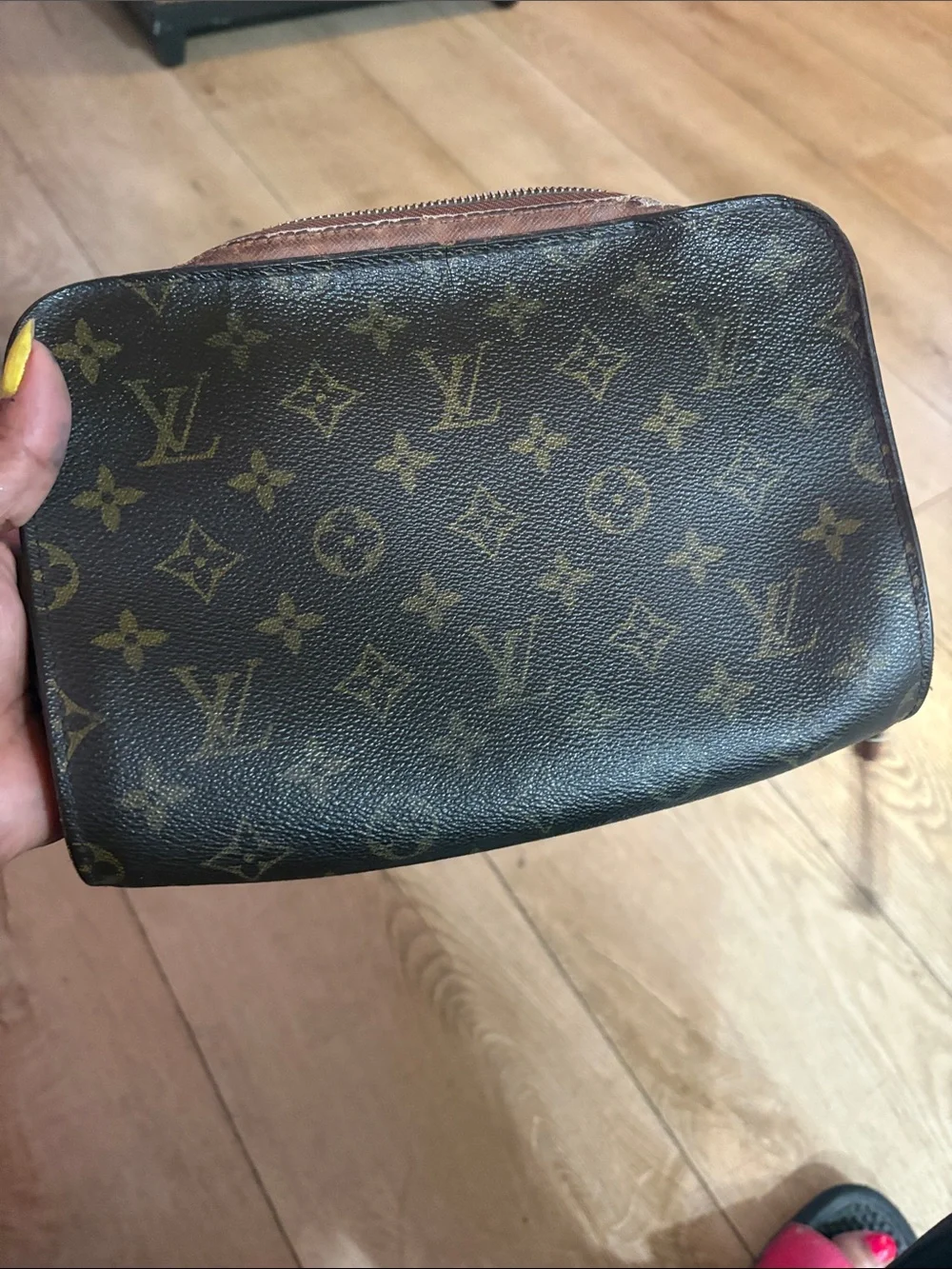 Louis Vuitton Vintage Monogram Canvas Wristlet Pouch with Leather Strap