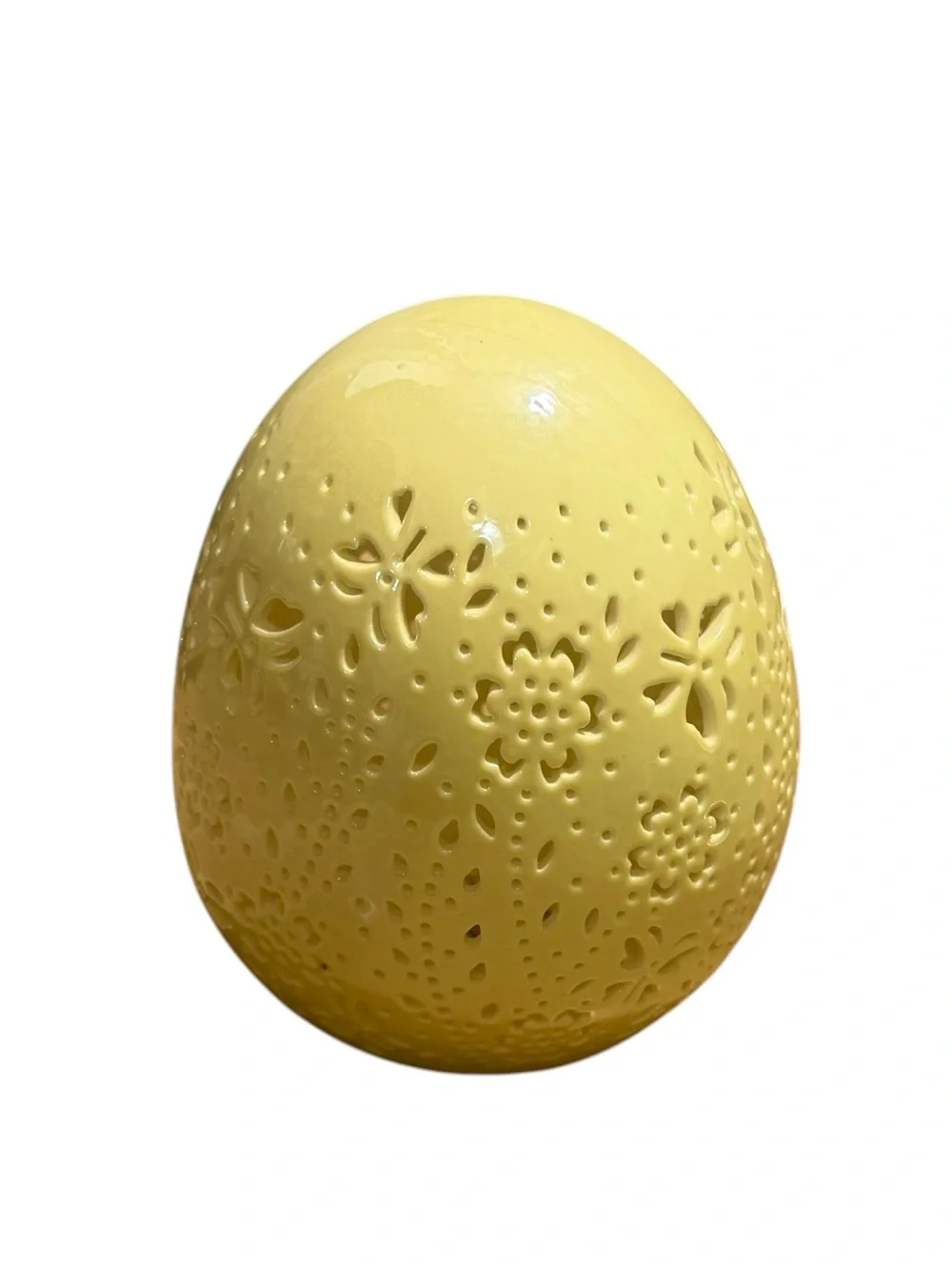 Ceramic LED Floral Cutout Egg Accent Light Easter Spring Decor Battery Operated