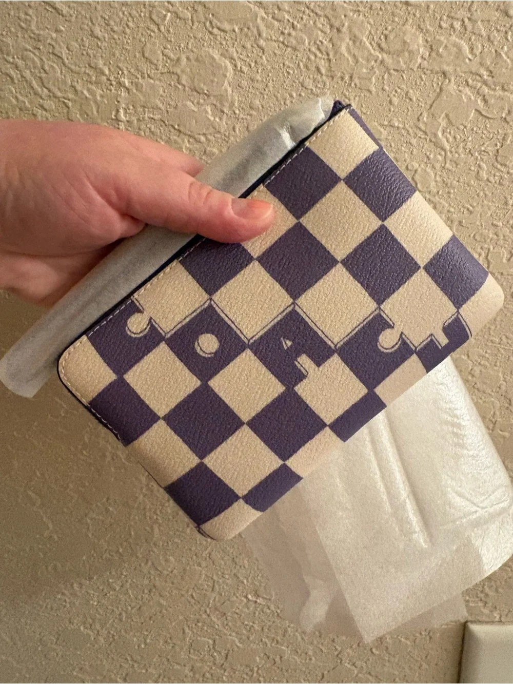 Coach Corner Zip Checkerboard Wristlet Light Violet BRAND NEW! With tags!