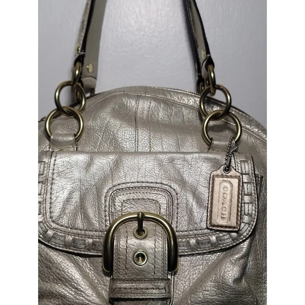 Coach Y2K Soho Courtney Dome Satchel metallic gold leather w/ whipstitch