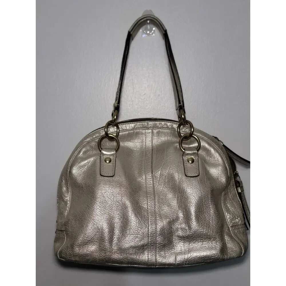 Coach Y2K Soho Courtney Dome Satchel metallic gold leather w/ whipstitch