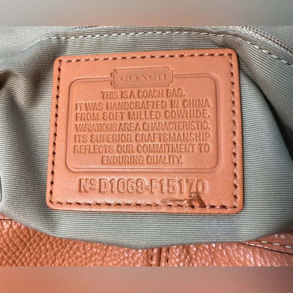 Coach Pebbled Leather Crossbody Shoulder Bag in Camel/Tan