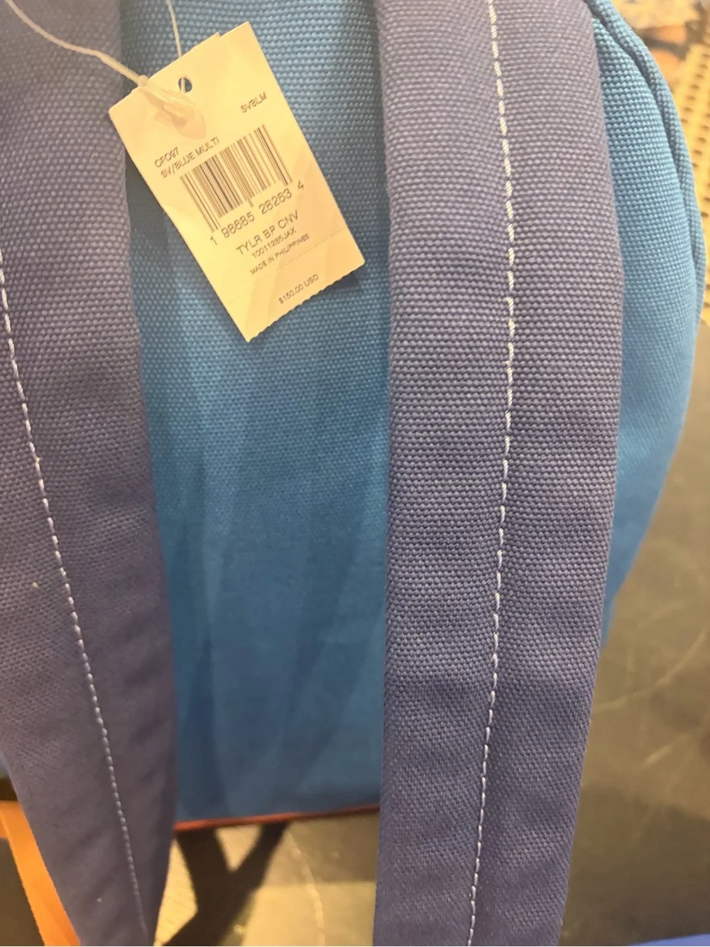 Coach Canvas Backpack with Tan Leather Trim new with tag blue