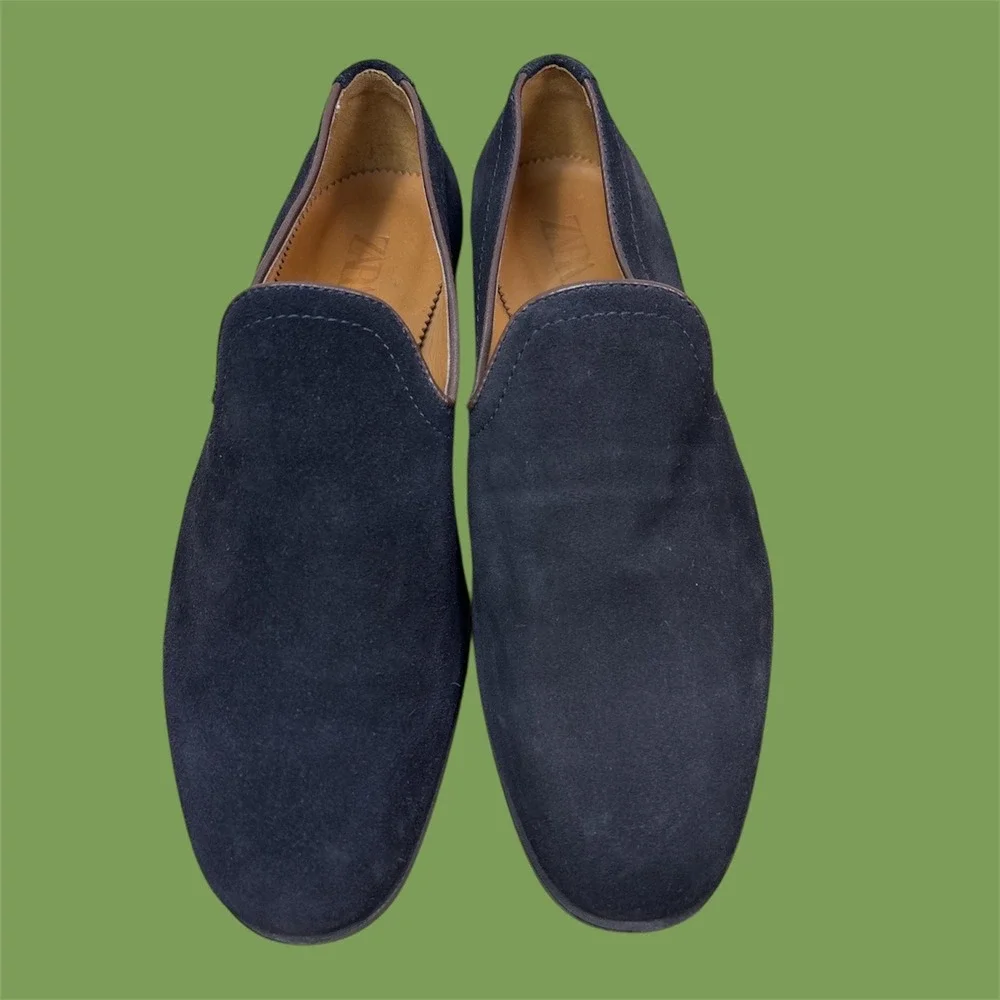 ZARA Mens Black Suede Loafers Slip On Dress Shoes EU 41 US 8 265/95‎