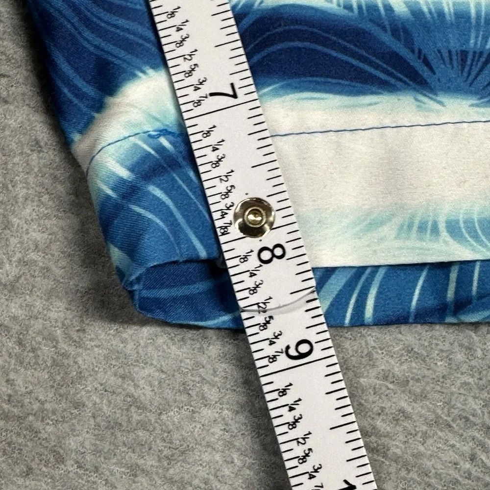 Hawaiian Authentics Swim Trunks Mens L ‎ Blue White Stripe Floral Lined