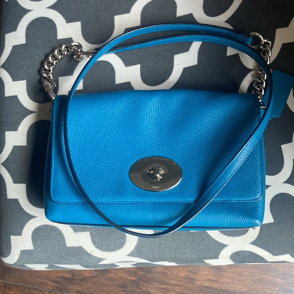 Coach Teal Crossbody Bag with Silver Hardware