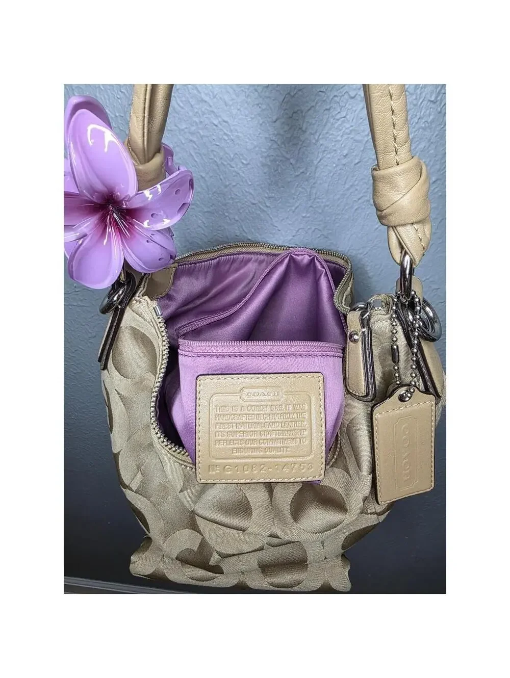 🍒Coach Kristin Khaki Optic C Shoulder Bag🍒