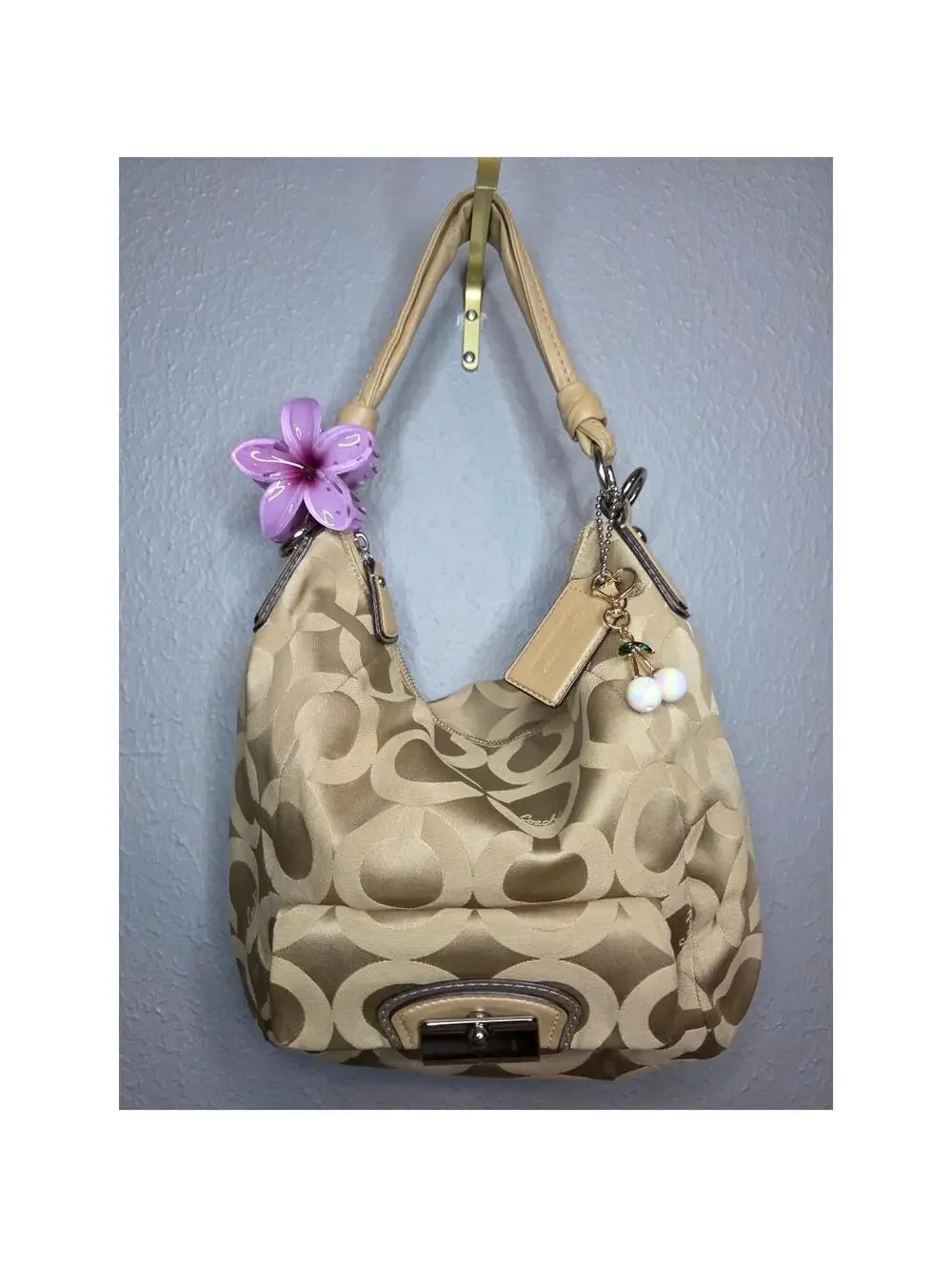 🍒Coach Kristin Khaki Optic C Shoulder Bag🍒