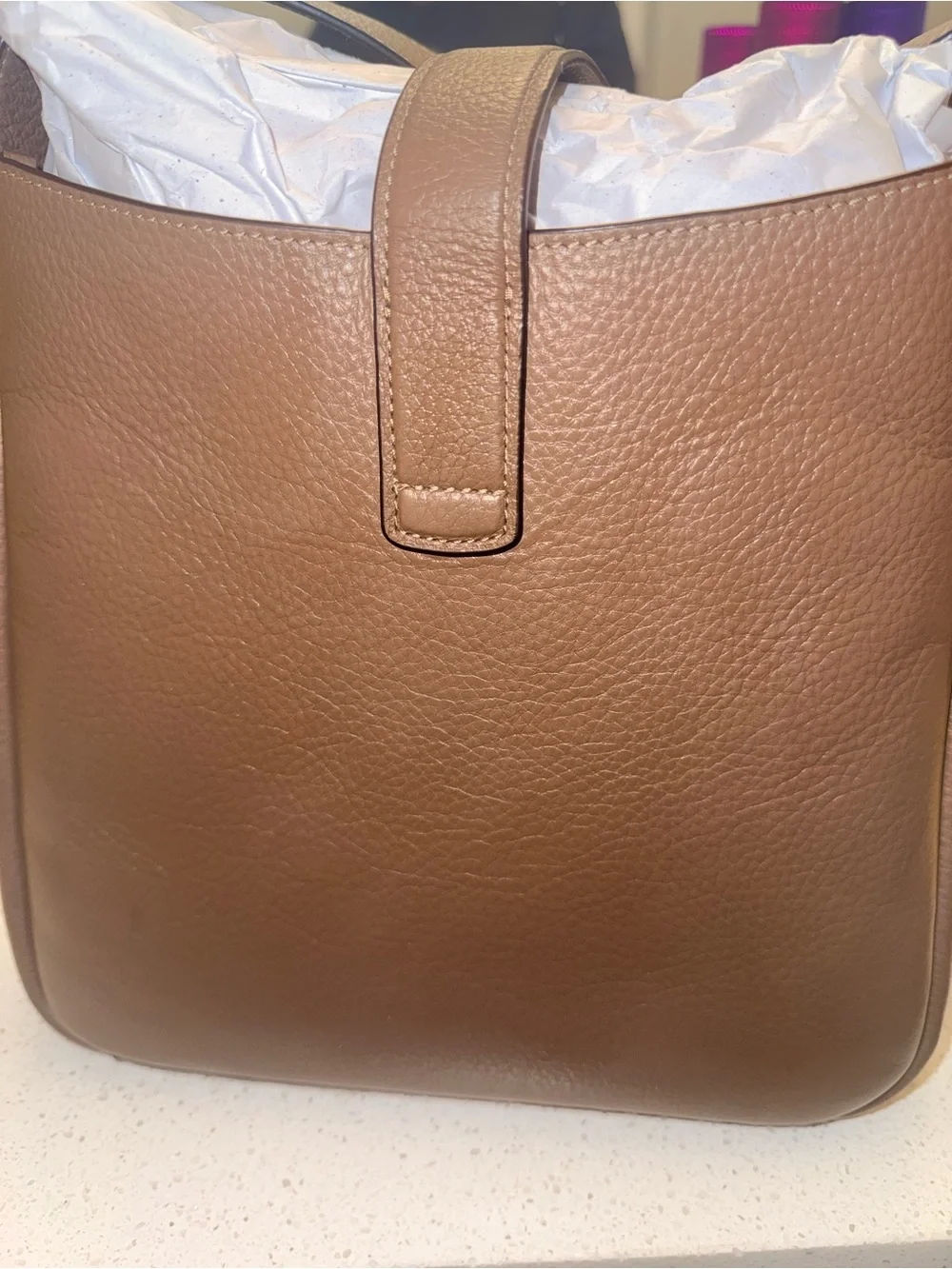 Coach Leather Shoulder Bag - Rose Taupe with Gold Hardware
