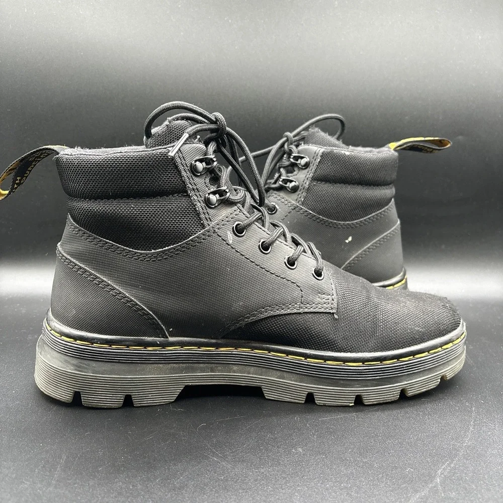Dr Martens Rakim Boots Men's 8 Black Canvas Lace Up Combat Casual