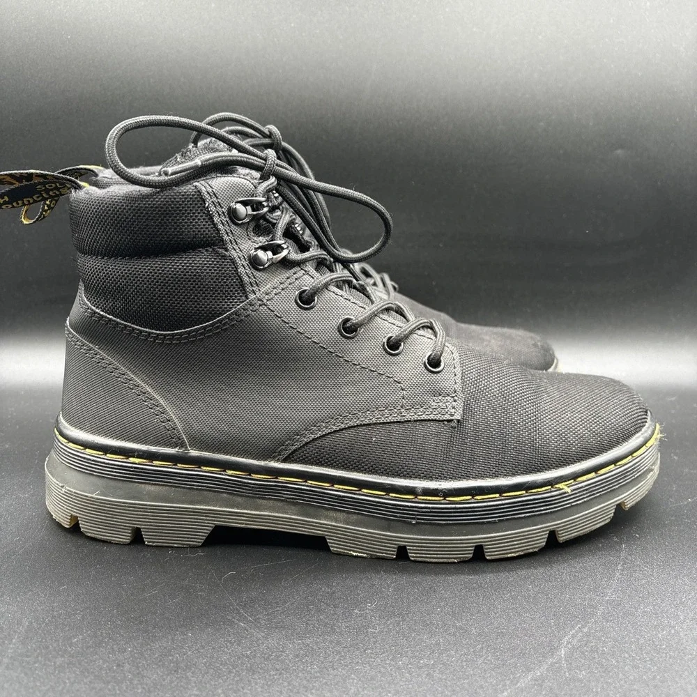 Dr Martens Rakim Boots Men's 8 Black Canvas Lace Up Combat Casual