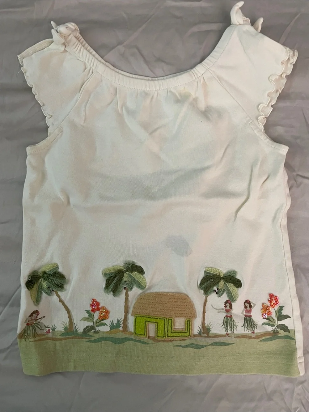 Gymboree Aloha White Tropical Embroidered Tank Top Girl Sz 5