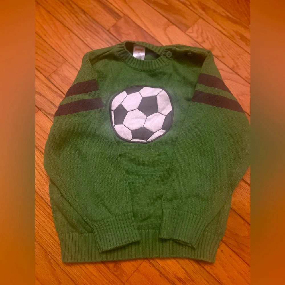 Gymboree Green Kids Sweater with Soccer Ball Applique and Buttons Boys Size 5T