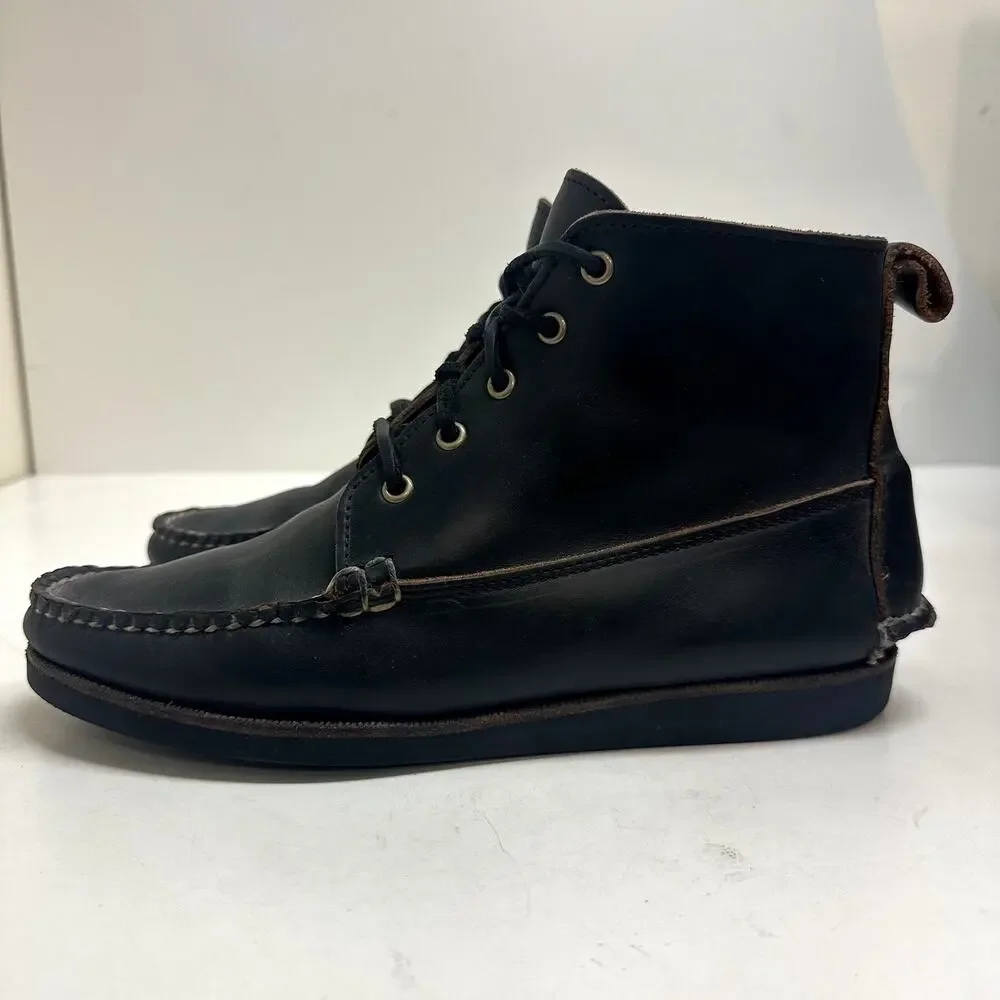 EUC Rancourt & Co x Club Monaco 5-Eyelet Mid Ranger Moc Boot Black Made in USA 7