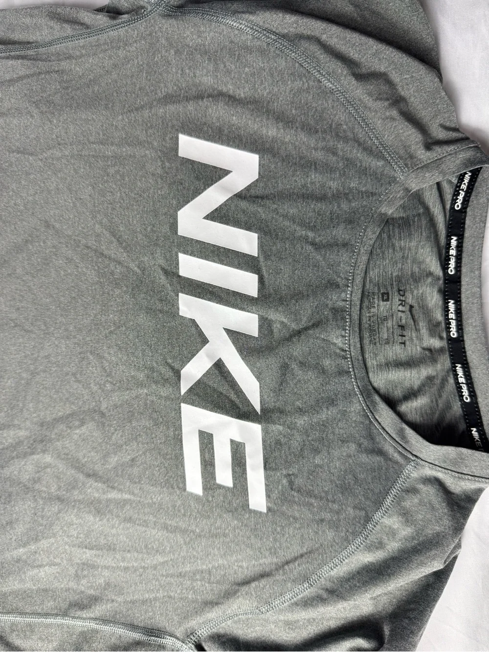 Nike Gray Short Sleeve Performance Tee with Bold Logo