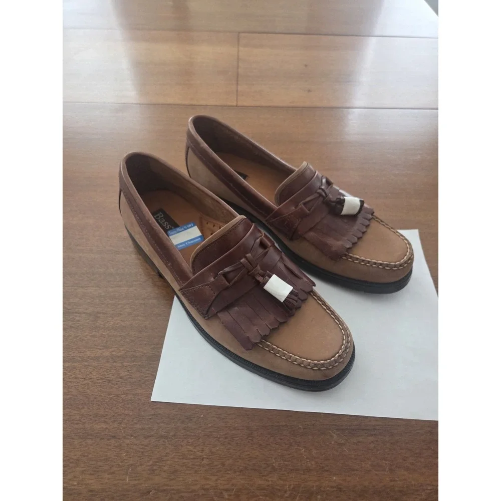 Bass Flex Phillips Kiltie Tassel Loafers Men's 10.5 New Smart Two Tone Brown‎
