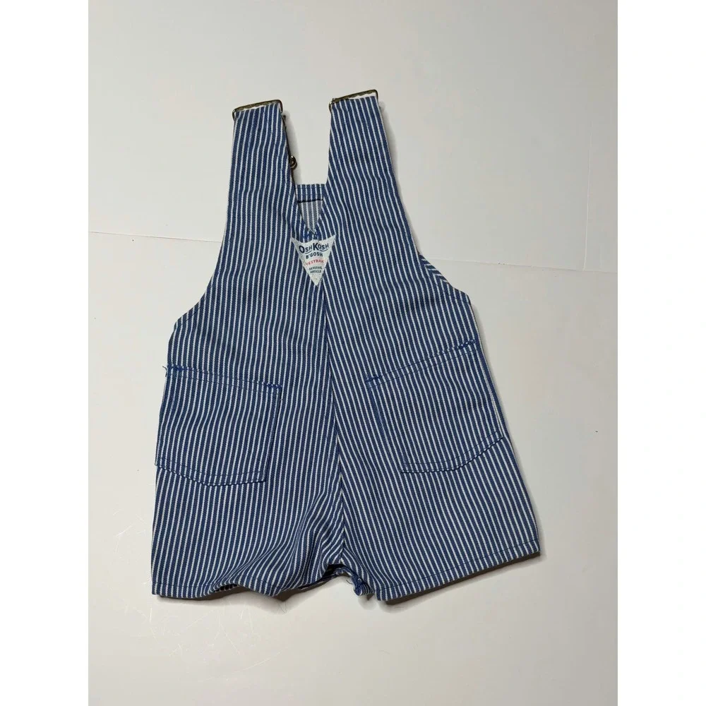 Vintage OshKosh B'Gosh Hickory Stripe Vestbak Shortalls 18 Months Made in USA