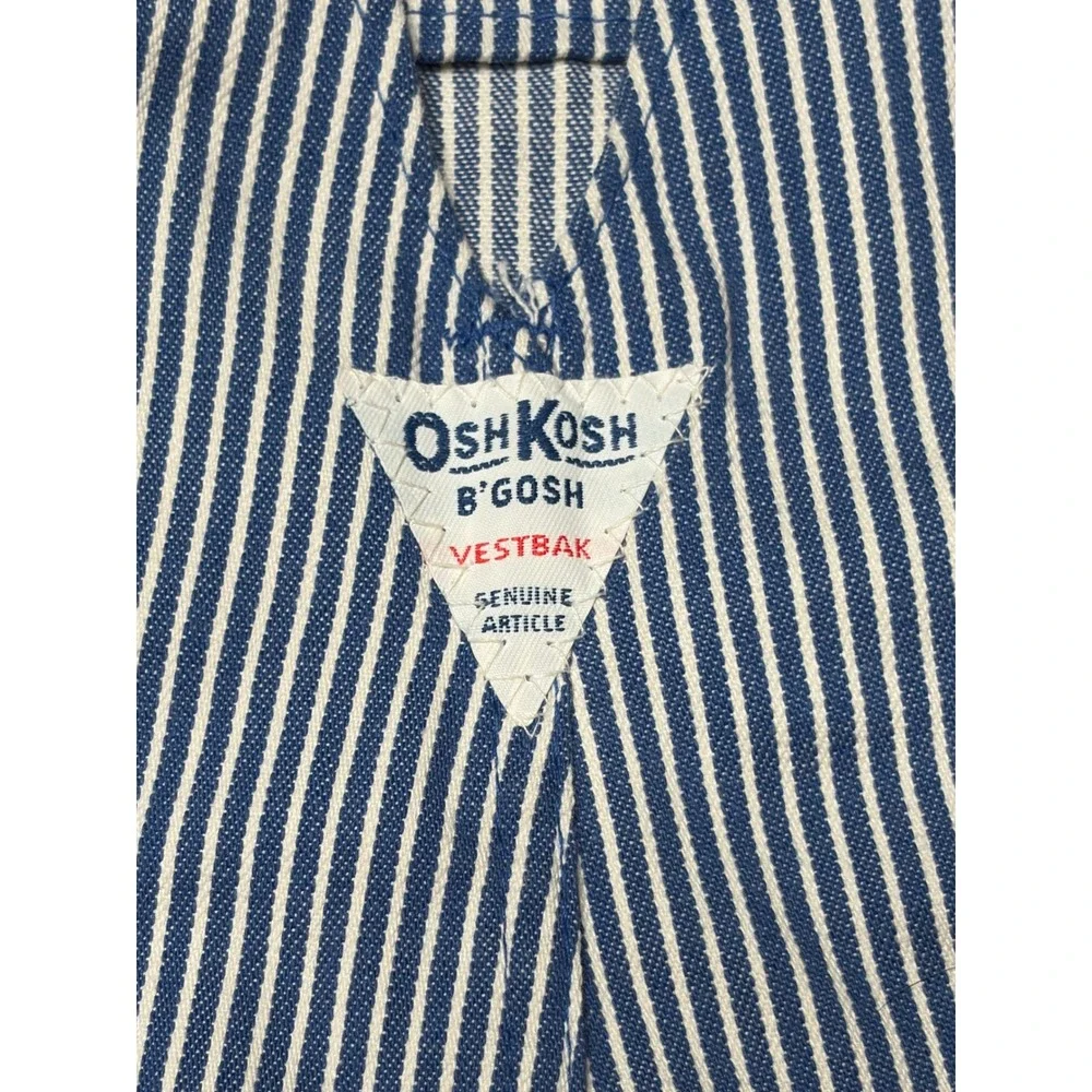 Vintage OshKosh B'Gosh Hickory Stripe Vestbak Shortalls 18 Months Made in USA
