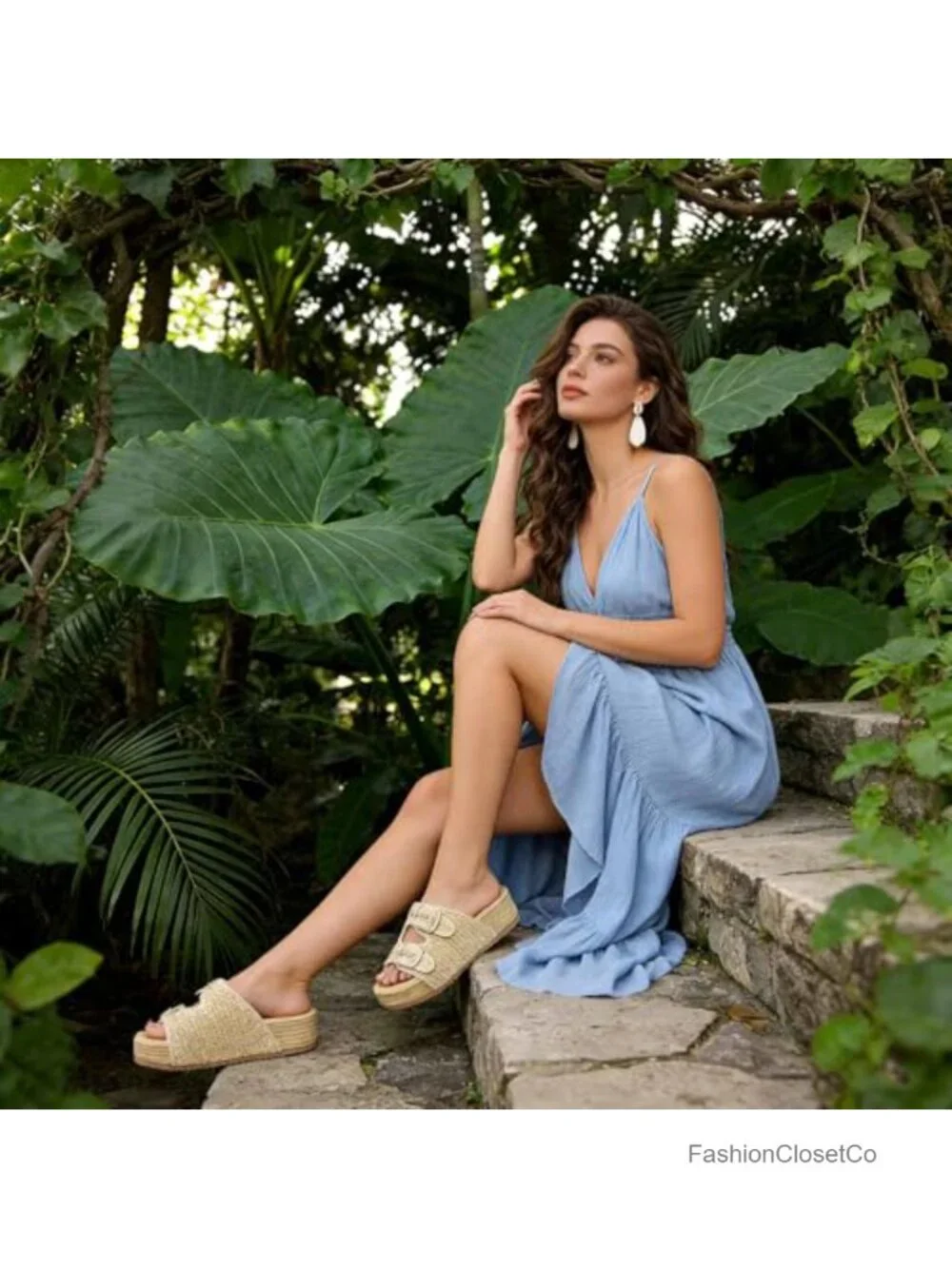 Woven Raffia Espadrille Wedges Platform Sandals with Adjustable Buckle Strap