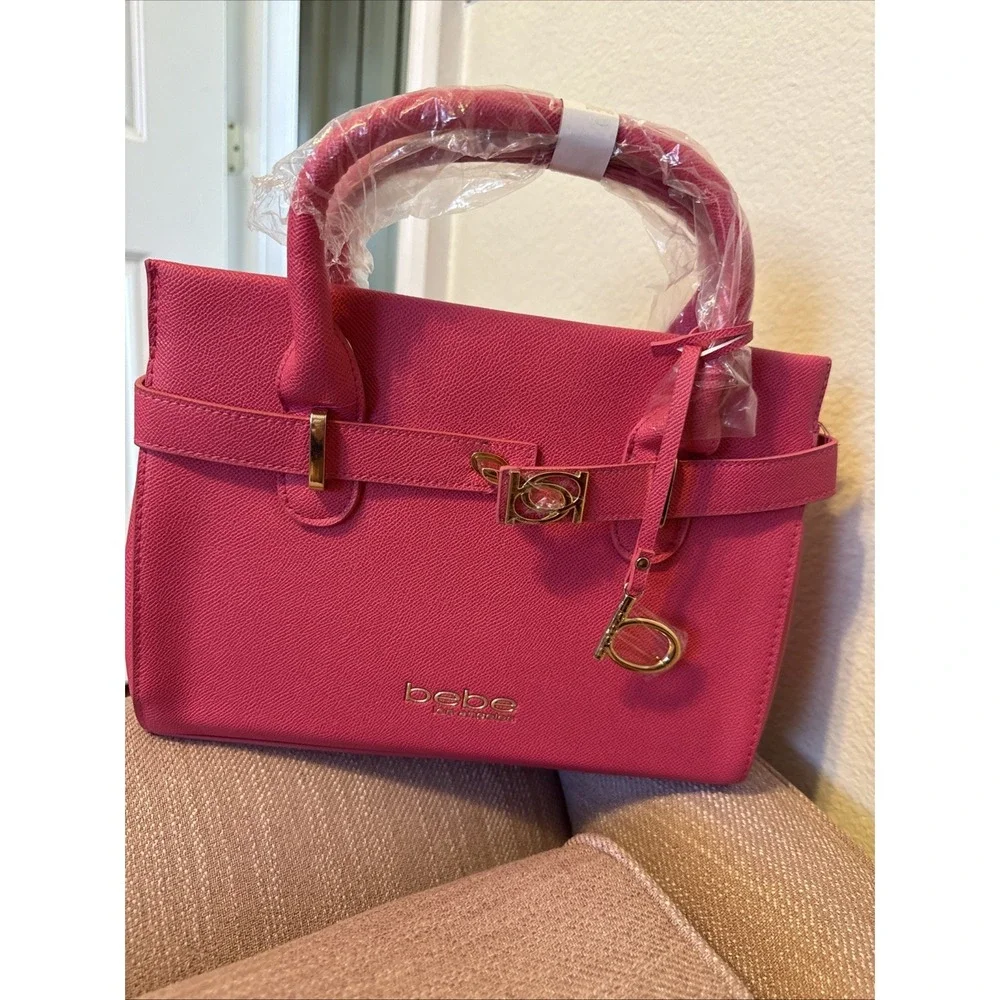 BEBE‎ Orchid Evie Satchel Bag With Shoulder Strap Hot Pink Fuchsia NWT