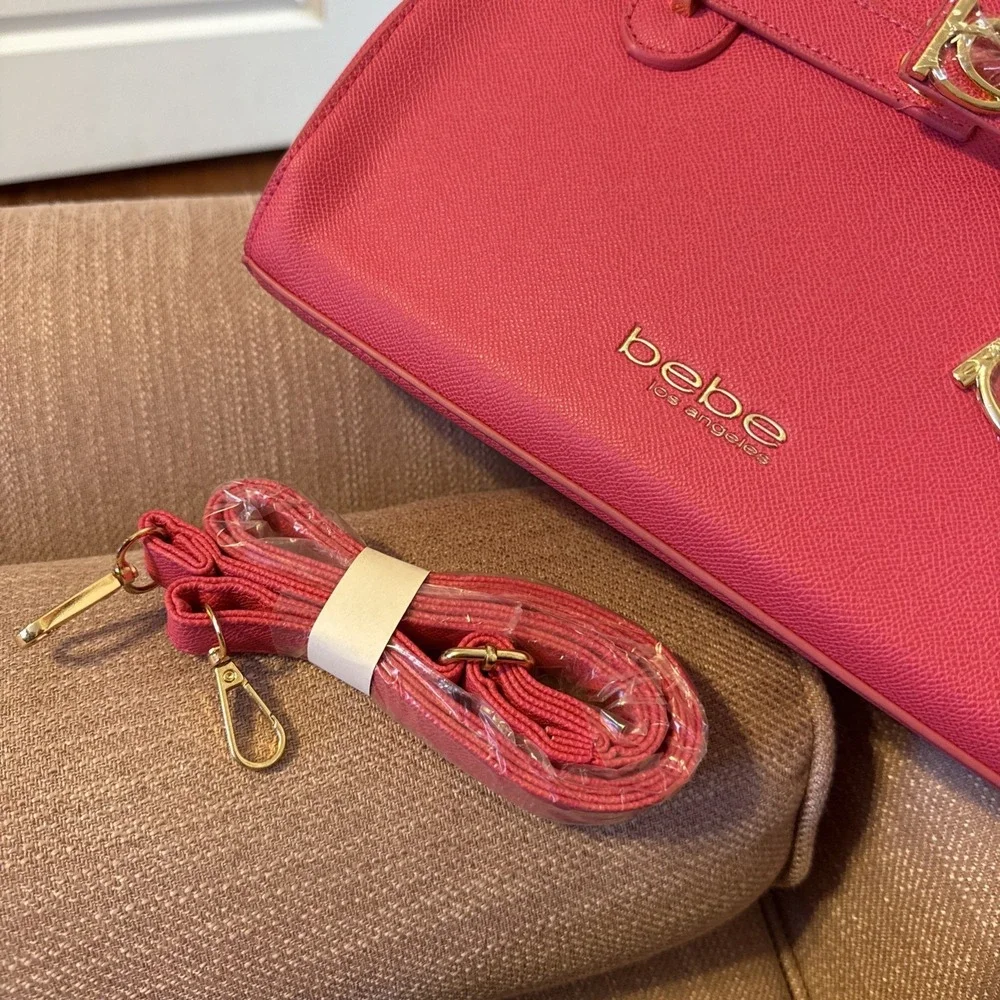 BEBE‎ Orchid Evie Satchel Bag With Shoulder Strap Hot Pink Fuchsia NWT
