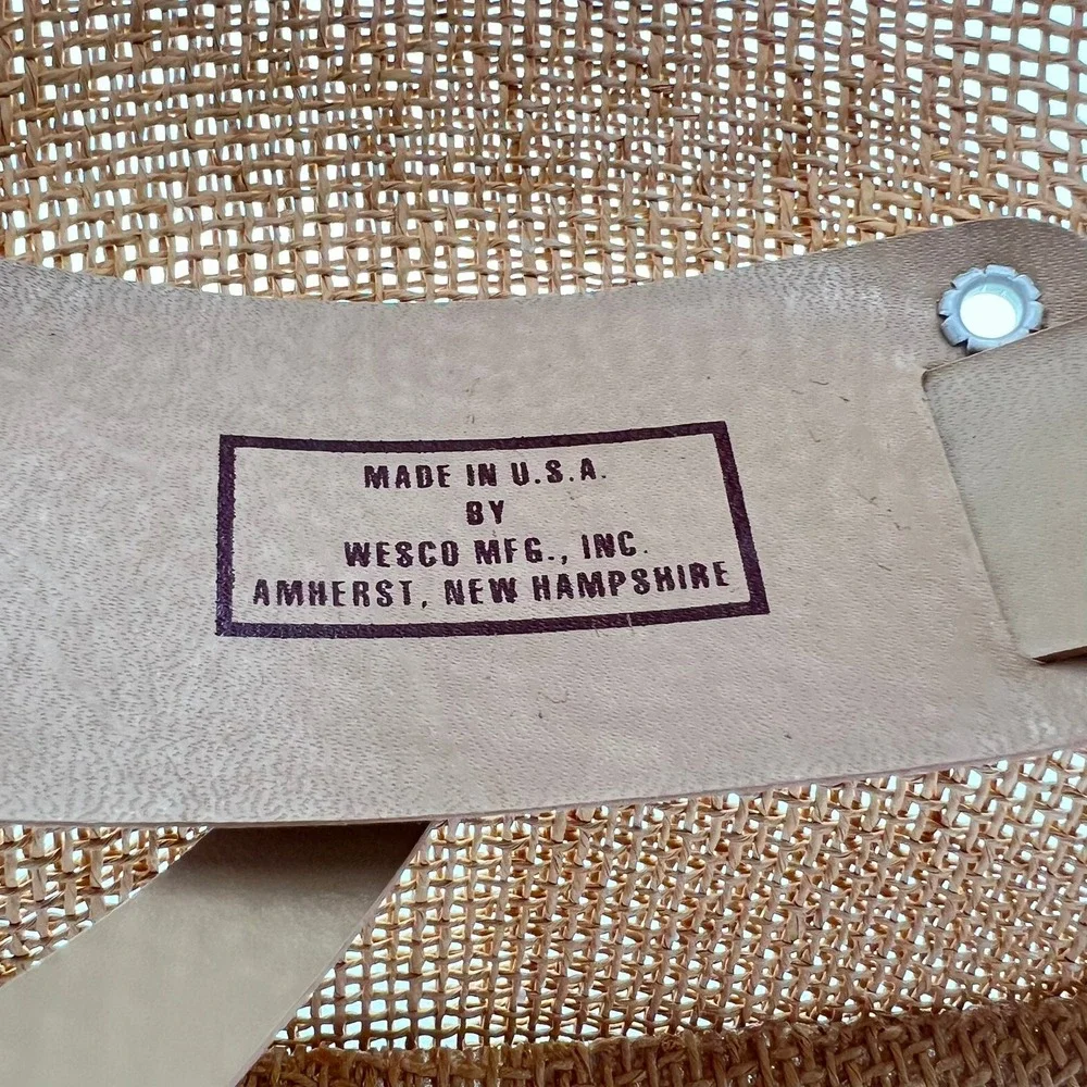 Wesco MFG Safari Pith Helmet Hat USA Made Straw‎ Weave Brown Adjustable