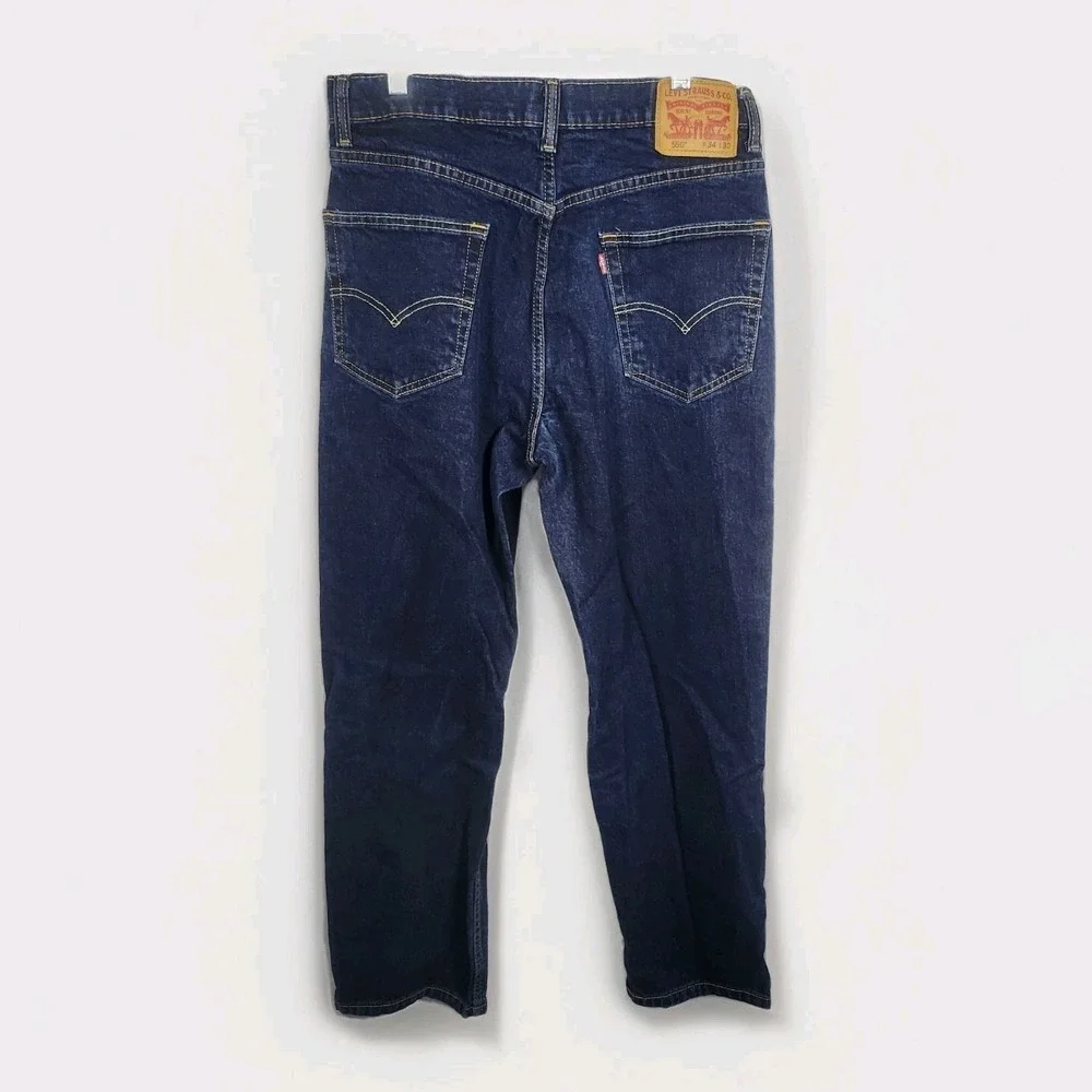 Levis‎ 550 Jeans Mens 34x30 Blue Dark Wash Relaxed Fit Taper Classic Denmin