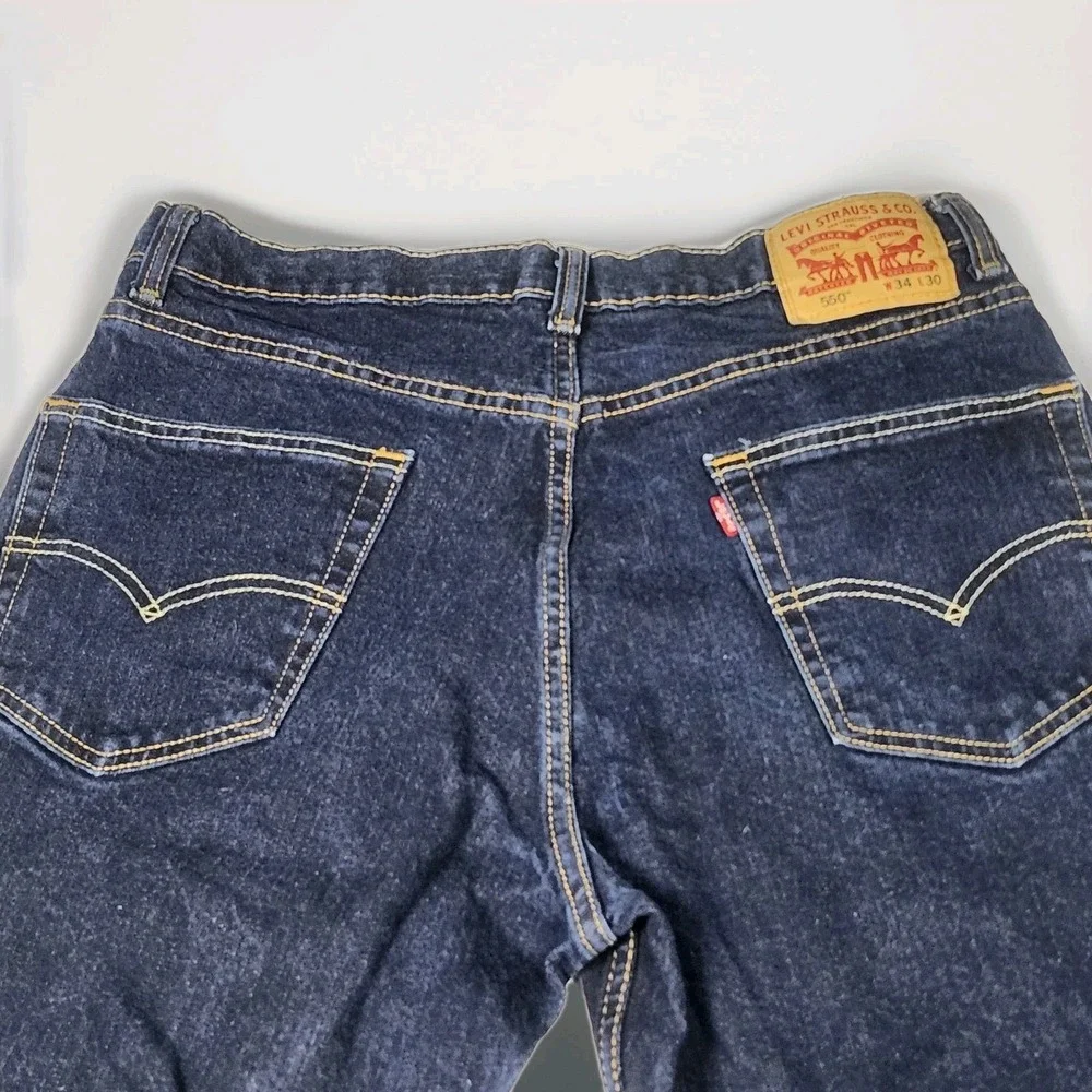 Levis‎ 550 Jeans Mens 34x30 Blue Dark Wash Relaxed Fit Taper Classic Denmin