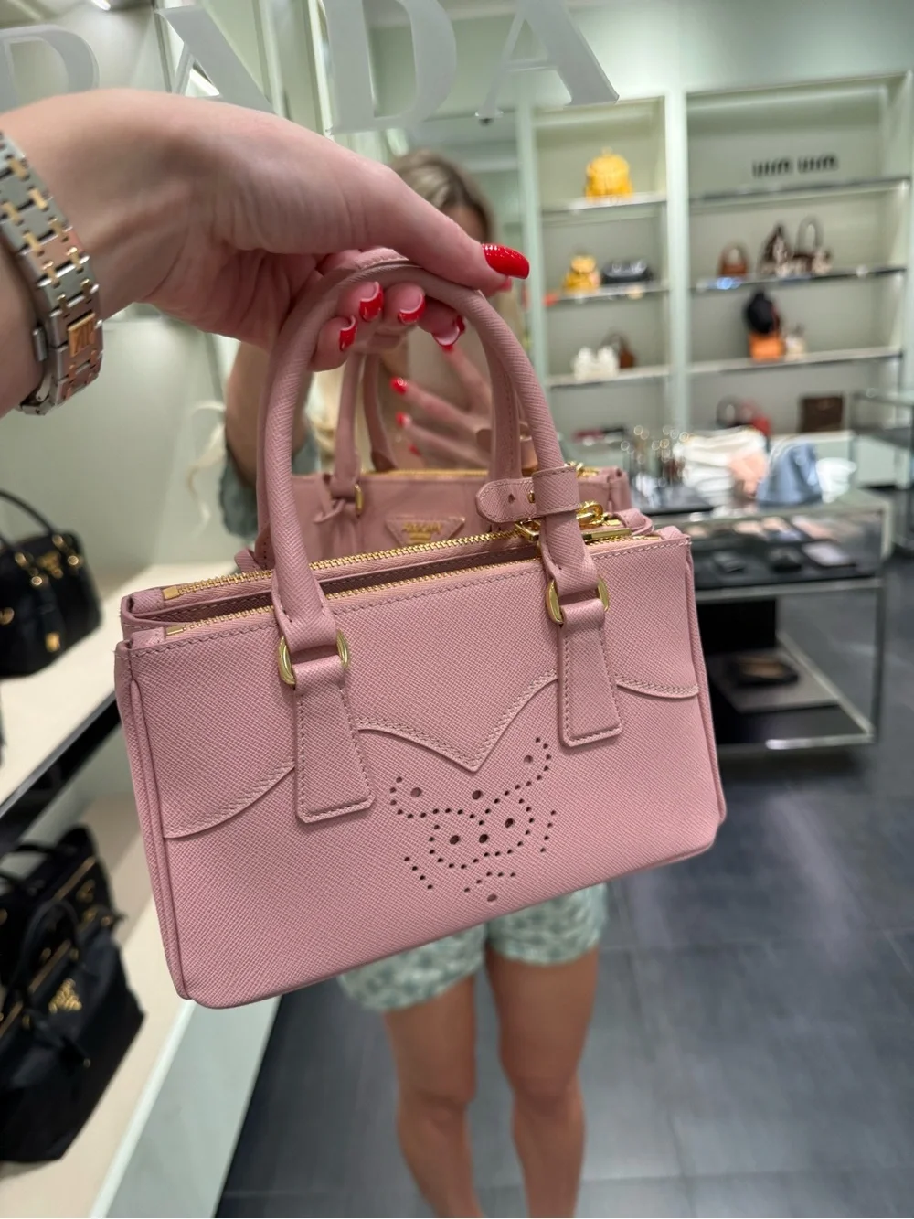 PRADA VERY RARE!!! Only 1 in US  Galleria Saffiano Lux Perforated Tote - Pesco