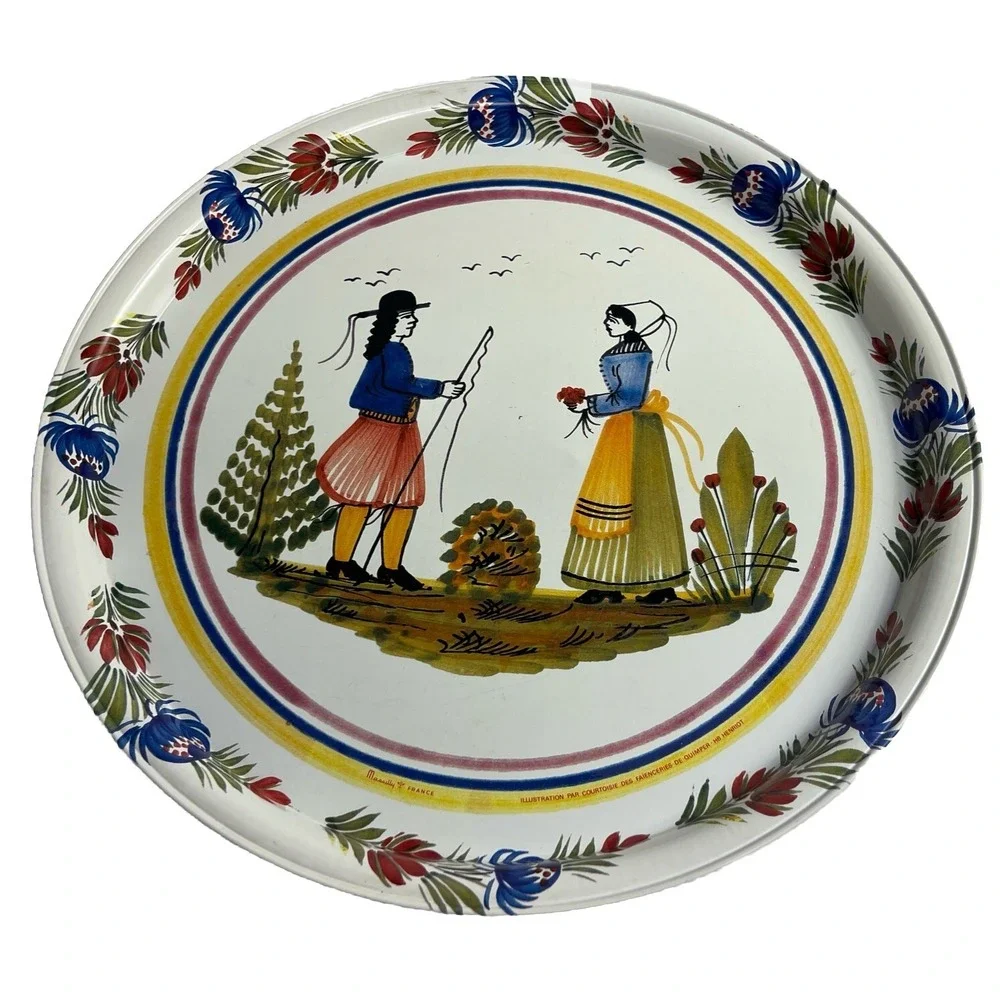 Vintage Metal Tray Massily France Faie‎ Ceries De Quimper HB Henriot Tin, 13