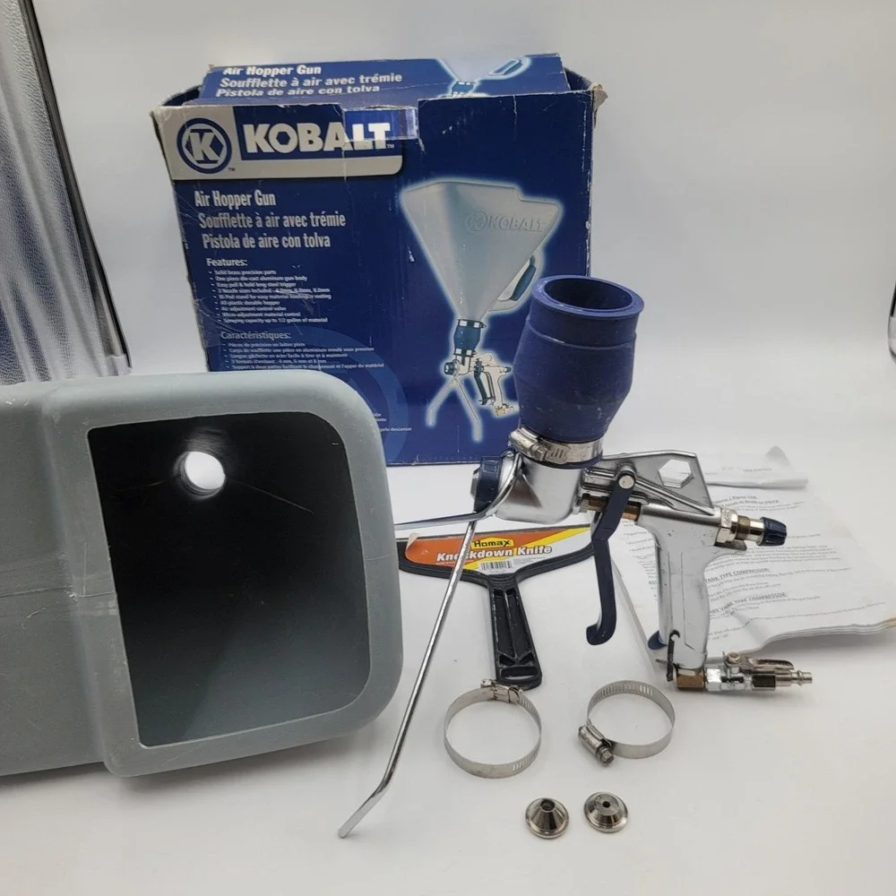 Kobalt Air Hopper Gun Drywall Texture Sprayer Tool Knockdown 3 Nozzles 1.5 Gal