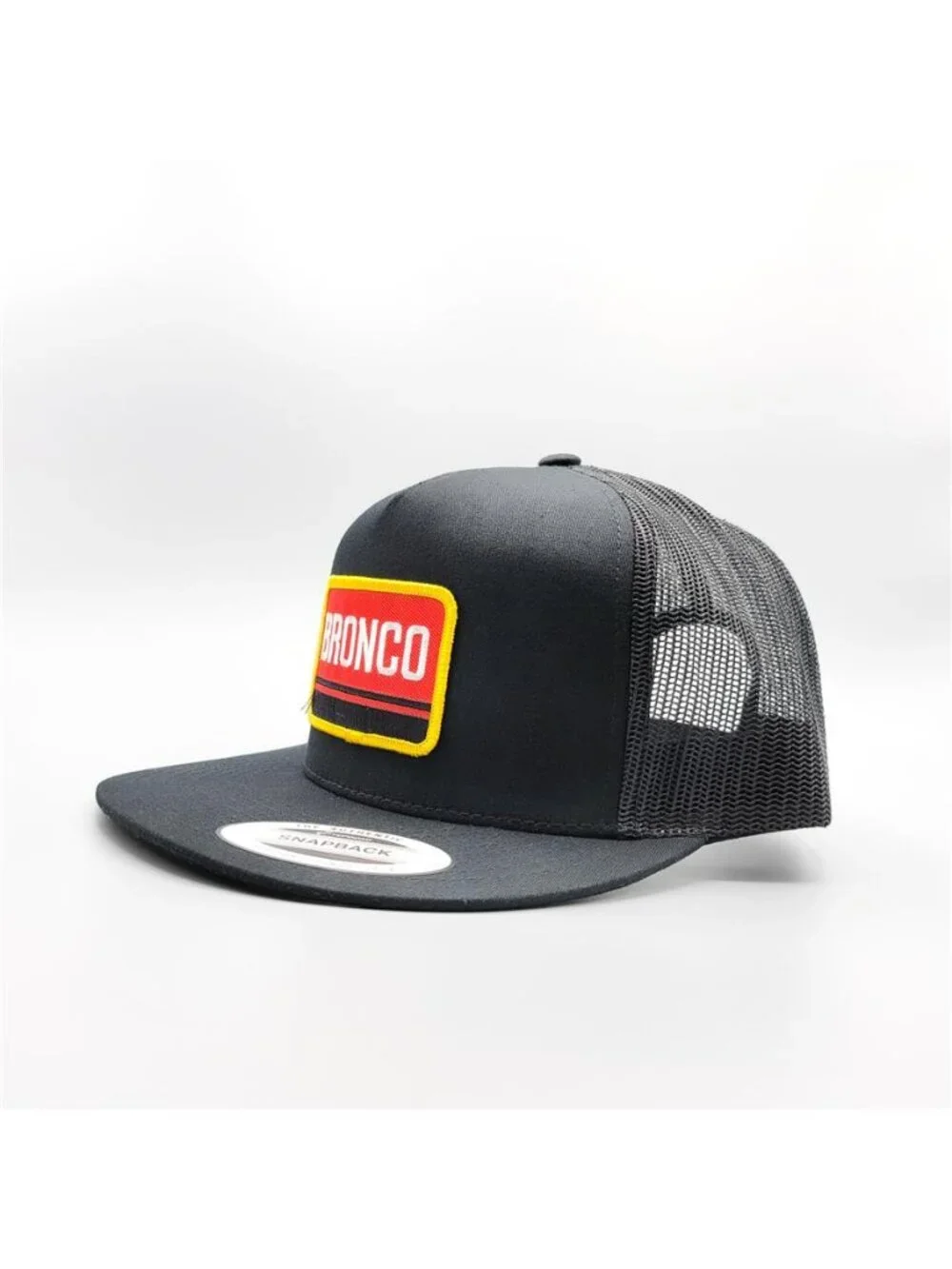 Retro Bronco Embroidered Patch Trucker Hat Yupoong Flat Bill Snapback Cap 80s
