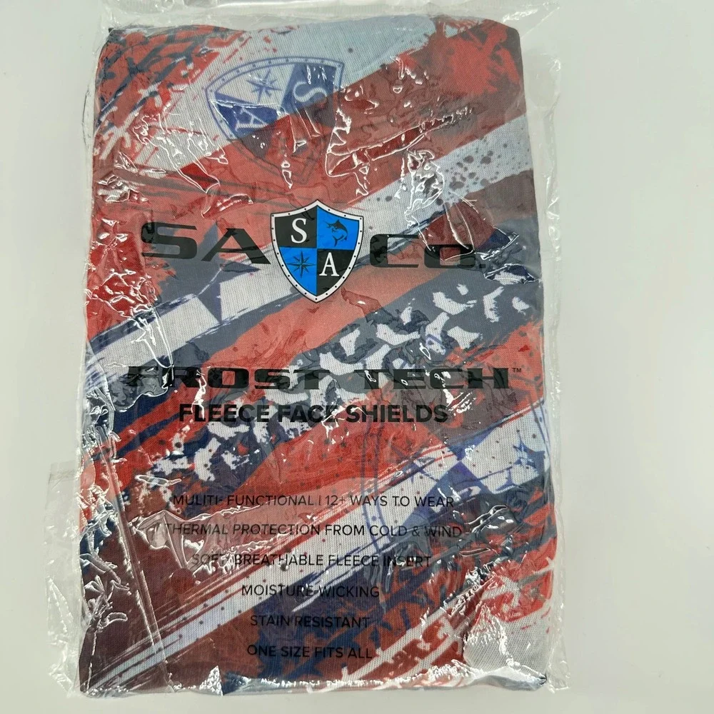 SACO Frost Tech Fleece Face Shield Neck Gaiter Patriotic‎ Stars Stripes NEW!